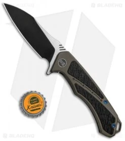 WE Knife Co. Minitor Flipper Knife Bronze Ti/CF (3.4" Black) 801E -Benchmadess Zone WE Knife Co Minitor Knife Brown Ti CF Black 801E BHQ 82596 jr bottlecap