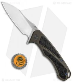 WE Knife Co. Minitor Flipper Knife Bronze Ti/CF (3.4" Satin) 801F -Benchmadess Zone WE Knife Co Minitor Knife Brown Ti CF SW 801F BHQ 82597 jr bottlecap
