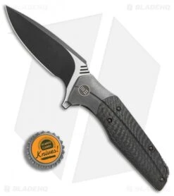 WE Knife Co. Nitida Frame Lock Knife Gray Ti/CF (3.5" Black SW) 707A -Benchmadess Zone WE Knife Co Nitida gray ti cf black sw 707A BHQ 72346 er bottlecap