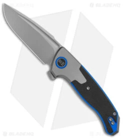 WE Knife Co. Press Check DP Ti + Black/Blue G-10 (3.17" Bead Blast) 20078B-2