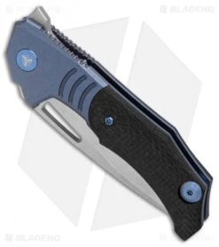 WE Knife Co. Willumsen STIXX Frame Lock Knife Blue Ti/CF (3.4" Satin) 817A -Benchmadess Zone WE Knife Co STIXX Blue Ti Carbon Fiber Satin BHQ 89919 er spine