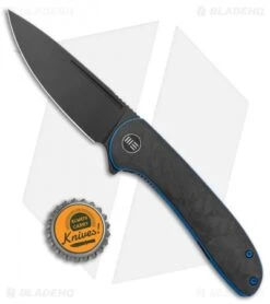 WE Knife Co. Saakshi Liner Lock Knife Marble CF/Blue Liners (3.3" Black SW) -Benchmadess Zone WE Knife Co Saakshi LL Marble CF Blue Liners Black BHQ 135061 jr bottlecap
