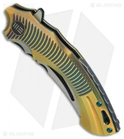 We Knife Co. Sea Monster Frame Lock Knife Gold Ti (3.3" Black) 713B -Benchmadess Zone WE Knife Co Sea Monster Gold Ti black BHQ 79294 er spine