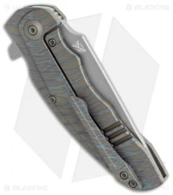 WE Knife Co. Skreech Flipper Knife Flamed Tiger Stripe Ti (3.3" Stonewash) 2014C -Benchmadess Zone WE Knife Co Skreech Flipper Flamed Tiger Stripe Ti SW BHQ 118848 jr side