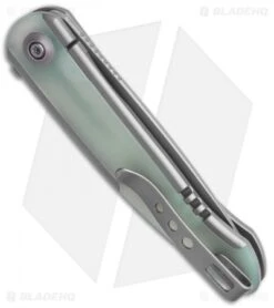 WE Knife Co. Smooth Sentinel Frame Lock Knife Gray Titanium/Natural G-10 (3" SW) -Benchmadess Zone WE Knife Co Smooth Sentinel Frame Lock Knife Black Ti Gray BHQ 13904 td side