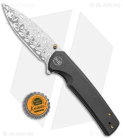 WE Knife Co. Subjugator Frame Lock Knife Black Titanium (3.5" Damascus) -Benchmadess Zone WE Knife Co Subjugator FL Black Ti Damascus BHQ 139453 jr bottlecap
