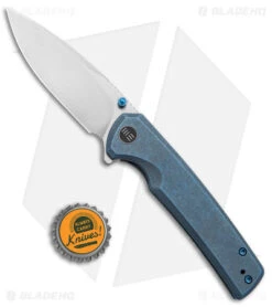 WE Knife Co. Subjugator Frame Lock Knife Blue Titanium (3.5" Satin) -Benchmadess Zone WE Knife Co Subjugator FL Blue Ti Satin BHQ 139445 jr bottlecap