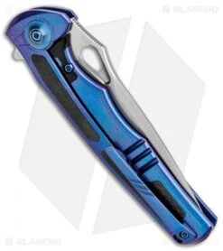 WE Knife Co. Tyche Integral Frame Lock Knife Blue Ti/CF (3.75" Hand Satin) 811A -Benchmadess Zone WE Knife Co Tyche Integral FL Blue Ti CF 811A BHQ 86606 jr side