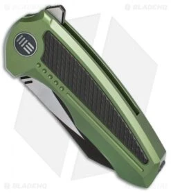 We Knife Co. Valiant Frame Lock Knife Green Titanium/CF (3" Black) 717E -Benchmadess Zone WE Knife Co Valiant Green Ti CF black 717E BHQ 79301 er spine