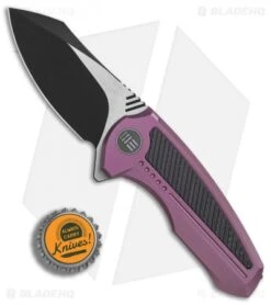 We Knife Co. Valiant Frame Lock Knife Purple Titanium/CF (3" Black) 717A -Benchmadess Zone WE Knife Co Valiant Purple Ti Cf black 717A BHQ 79297 er bottlecap