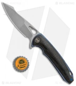 WE Knife Co. Yucha Liner Lock Flipper Knife CF/Blue Ti (3.9" Stonewash) 810A -Benchmadess Zone WE Knife Co Yucha LL Flipper CF Blue Ti SW 810A BHQ 85502 jr bottlecap