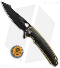 WE Knife Co. Yucha Liner Lock Flipper Knife CF/Gold Ti (3.9" Black SW) 810D -Benchmadess Zone WE Knife Co Yucha LL Flipper CF Gold Ti Black SW 810D BHQ 85505 jr bottlecap