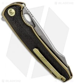 WE Knife Co. Yucha Liner Lock Flipper Knife CF/Gold Ti (3.9" Stonewash) 810C -Benchmadess Zone WE Knife Co Yucha LL Flipper CF Gold Ti SW 810C BHQ 85504 jr side