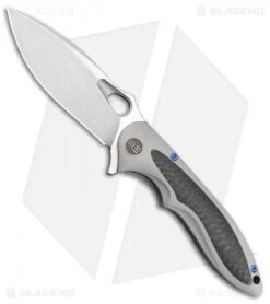 WE Knife Co. Zephyr Frame Lock Knife Gray Ti/CF (3.5" Stonewash) 716F