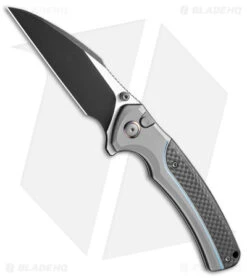 WE Knife Co. Ziffius Limited Edition Button Lock Knife Gray Ti + CF (3.7" Black)