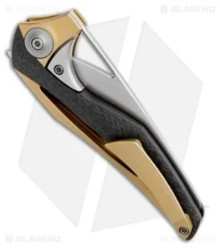 WE Knife Co. Isham ÃternA Integral Folding Knife CF/Gold Ti (3.25" M390) Aeterna -Benchmadess Zone WE Knife Co. Isham EternA Integral Folding Knife CF Gold Ti 3.25 M390 Aeterna 918C BHQ 112171 LS Side