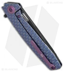 WE Knife Co. 604M Frame Lock Knife Blue Titanium (3.8" Black, Satin) -Benchmadess Zone WE Knife FL Satin Black Ti Blue WE604M BHQ 67598 jr side 2