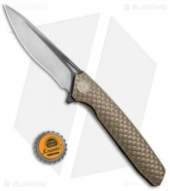 WE Knife Co. 604K Frame Lock Knife Bronze Titanium (3.8" Black, Satin) -Benchmadess Zone WE Knife FL Satin Black Ti Bronze WE604K BHQ 67601 jr bottlecap 3