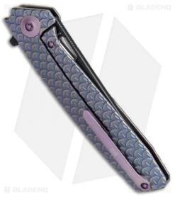 WE Knife Co. 604D Frame Lock Tanto Knife Blue Titanium (3.8" Black, Satin) -Benchmadess Zone WE Knife FL Tanto Satin Black Ti Blue WE604D BHQ 65097 jr side
