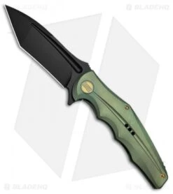 WE Knife Co. 608A Tanto Frame Lock Knife Green Titanium (4" Black SW)