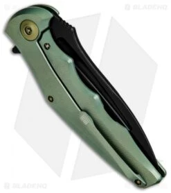 WE Knife Co. 608A Tanto Frame Lock Knife Green Titanium (4" Black SW) -Benchmadess Zone WE Knife Titanium GREEN Tanto Black SW 608A BHQ 49801 jr side