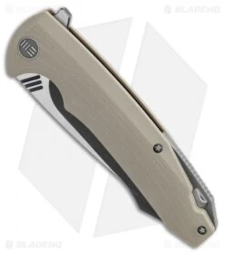 WE Knife Co. 617E Liner Lock Flipper Knife Tan G-10 (3.8" Black, Satin) -Benchmadess Zone WE knife co 617E tan G10 black satin BHQ 51708 er spine jr