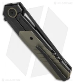 WE Knife Co. Arsenal Frame Lock Knife Black Titanium/Green G-10 (3.5" Black) -Benchmadess Zone We Knife Co Arsenal Frame Lock Knife Black Ti Green G 10 3in 5cm Black BHQ 137731 td side