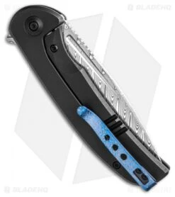 WE Knife Co. Beacon Frame Lock Knife Black Titanium (3.5" Damasteel) -Benchmadess Zone We Knife Co Beacon Frame Lock Black Titanium 3in 5cm Bead Blast BHQ 138570 td side