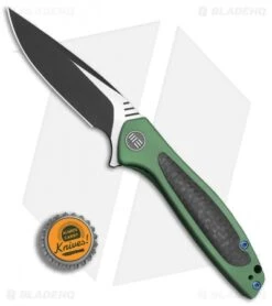 WE Knife Co. Wisp Frame Lock Knife Green Ti/Carbon Fiber (3.2" Black) 805C -Benchmadess Zone We Knife Co Wisp Green Ti CF black BHQ 83823 er bottlecap