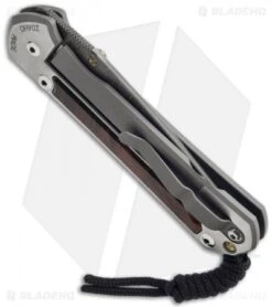 Chris Reeve Large Sebenza 21 Knife W/ Honduran Rosewood Inlay (3.625" Damascus) -Benchmadess Zone chris reeve large sebenza 21 wood honduran rosewood stainless damascus side