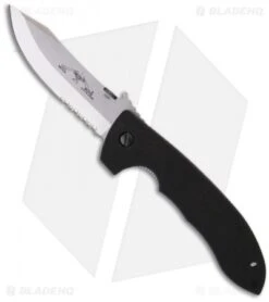 Emerson CQC-8 SFS Bowie Folding Knife W/ Wave (3.9" Stonewash Serr)