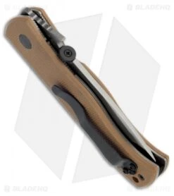 Emerson CQC-7V SFS Tanto Knife W/ Wave & Tan G-10 Handle (3.3" Stonewash Serr) -Benchmadess Zone emerson folder c7v sfs tan side