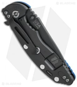 Hinderer XM-18 3.5 Spear Point Flipper Knife Blue G-10/Black Ti (DLC Black) BHQ -Benchmadess Zone hinderer bhq xm 18 35 dlc blue side cm
