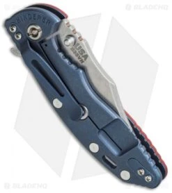 Hinderer Knives XM-18 3.5 Bowie Frame Lock Knife Red G-10/Blue Ti (Stonewash) -Benchmadess Zone hinderer xm 18 3 5 bowie red blue ti side cm