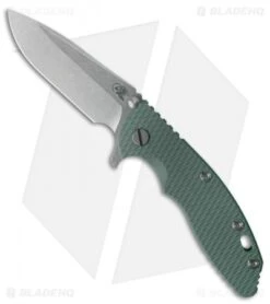 Hinderer Knives XM-18 3.5 Spear Point Flipper Knife Dark Green G-10 (Stonewash)