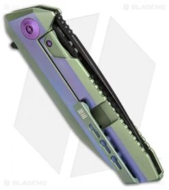 WE Knife Co. 602B Tanto Frame Lock Knife Blue/Green Titanium (3.6" Black SW) -Benchmadess Zone we knife tanto green blue purple 6028 BHQ 37206 dl side